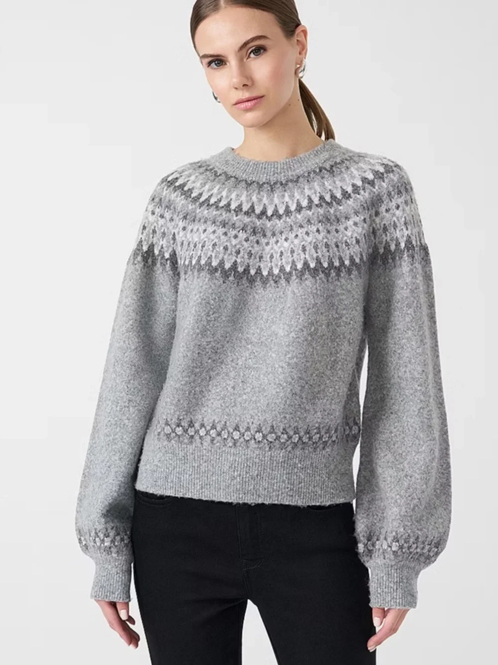 Rebecca Minkoff gray Fair Isle sweater Size Small New with tag